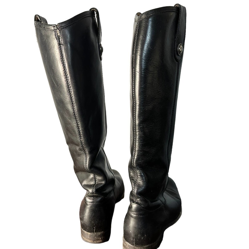 Frye Melissa Button Pull On Black Riding Boots Size 6B - Picture 3 of 13